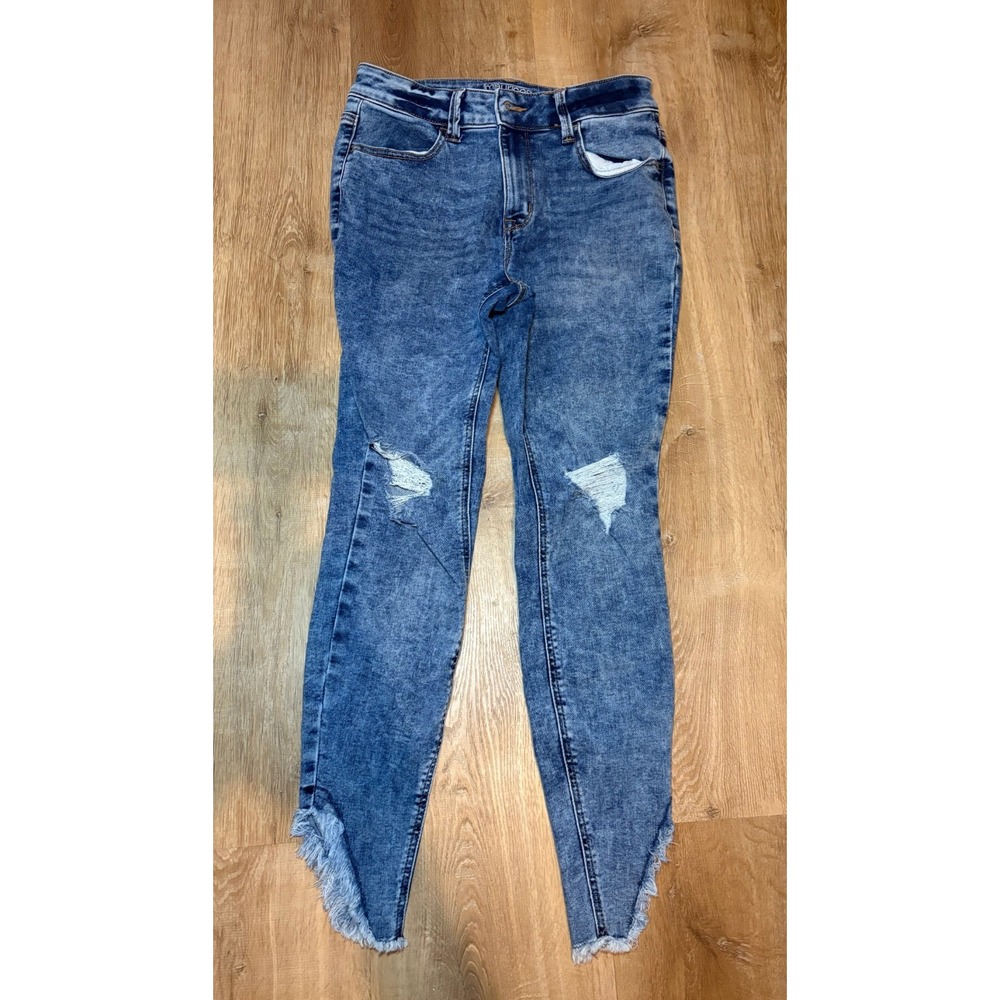 Maurice's High-Rise Jeans W/ Slanted Distressed Ankle Hem Size S Reg